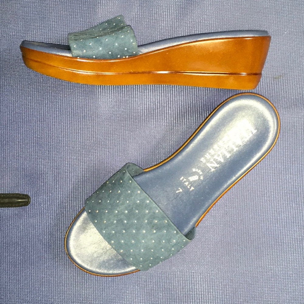 Italian Shoemakers, blue wedge slides